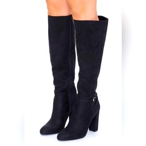 Forever 21 | Women Suede Knee High Boots | Black Size 7 | Warm Fabric Inside